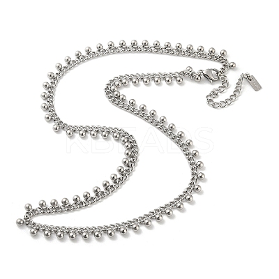 Non-Tarnish 304 Stainless Steel Round Ball Charms Link Chain Necklaces NJEW-G119-01P-1
