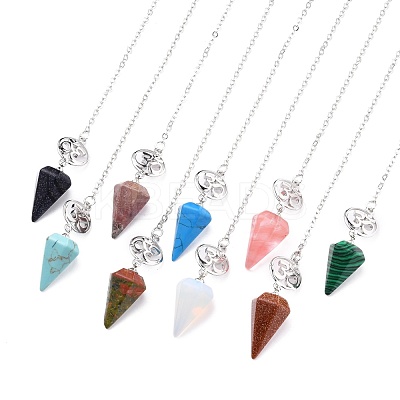 Natural & Synthetic Mixed Stone Hexagonal Pointed Dowsing Pendulums G-A024-B-1