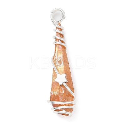 Electroplated Raw Rough Natural Quartz Crystal Copper Wire Wrapped Pendants PALLOY-JF02413-02-1