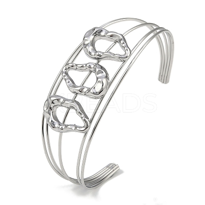 Non-Tarnish 304 Stainless Steel Hollow Open Cuff Bangles BJEW-Q348-03P-05-1