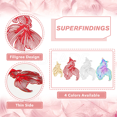 24Pcs 4 Colors 201 Stainless Steel Filigree Pendants STAS-FH0002-09-1