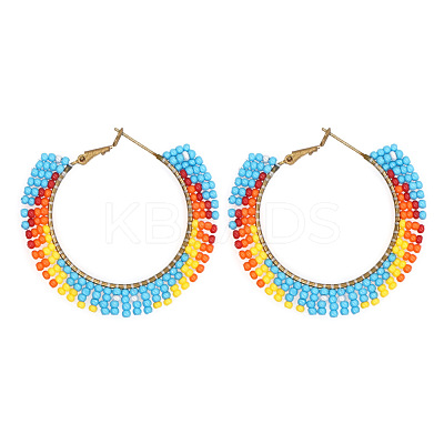Handmade Glass Seed Beads Hoop Earrings HZ1102-1