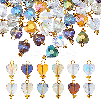 120Pcs 12 Colors Electroplate Glass Pendants PALLOY-FH00171-1