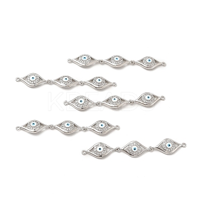 Brass Micro Pave Clear Cubic Zirconia Connector Charms KK-E068-VB395-1-1