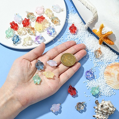 30Pcs Glass Pendants PALLOY-YW00034-1