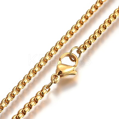 304 Stainless Steel Box Chain Necklaces NJEW-O110-05F-G-1