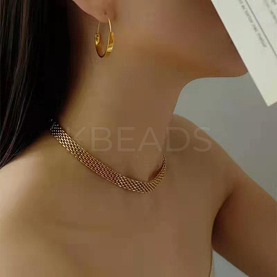 304 Stainless Steel Mesh Chain Necklace for Men Women NJEW-P271-02G-1