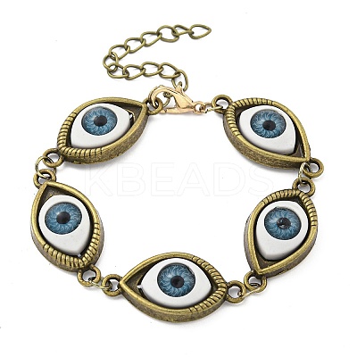 Retro Eye Alloy & Resin Link Bracelets for Women LS-BJEW-G705-01AB-1