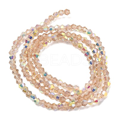 AB Color Plated Transparent Glass Beads Strands GLAA-G127-01H-1