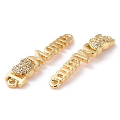 Mother's Day Brass Micro Pave Clear Cubic Zirconia Connector Charms ZIRC-F134-31G-1