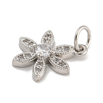 Rack Plating Brass Micro Pave Clear Cubic Zirconia Charms KK-U030-19P-1