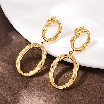 304 Stainless Steel Oval Dangle Stud Earrings EJEW-I320-20G-1