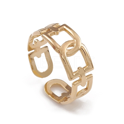 Ion Plating(IP) 304 Stainless Steel Hollow Arch Open Cuff Rings for Women RJEW-G285-57G-1