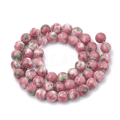 Dyed Natural Ocean White Jade Round Bead Strands G-R295-6mm-12-1