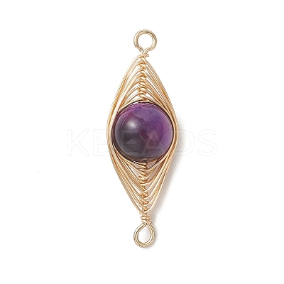 Dyed Natural Tiger Eye Connector Charms PALLOY-JF04974-1