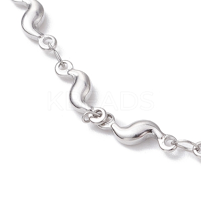304 Stainless Steel Wave Link Chain Anklets AJEW-AN00641-02-1