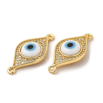 Rack Plating Real 18K Gold Plated Brass Micro Pave Clear Cubic Zirconia Connector Charms ZIRC-L102-02G-05-1