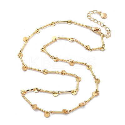 Brass Flat Round Pendant Necklaces NJEW-F329-02G-1