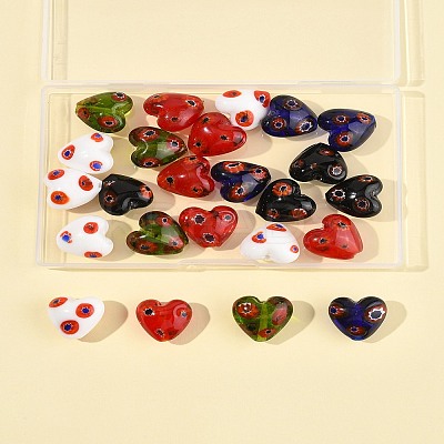 24Pcs 5 Colors Handmade Millefiori Glass Beads LAMP-FS0001-36-1