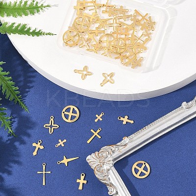 60Pcs 10 Styles 201 and 304 Stainless Steel Pendants STAS-FS0001-90-1