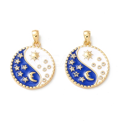 Rack Plating Brass Micro Pave Clear Cubic Zirconia Pendants KK-D073-16G-1