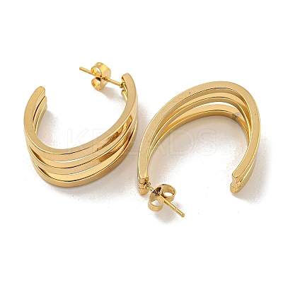 Letter C 202 Stainless Steel Multi Layered Stud Earrings EJEW-H003-14G-1