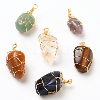 Natural Gemstone Pendants PALLOY-JF00507-1