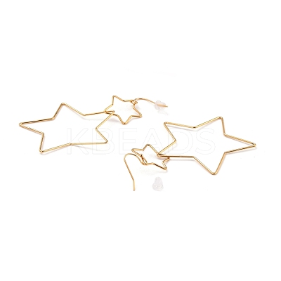 Interlock Double Open Star Dangle Earrings EJEW-C007-01G-1
