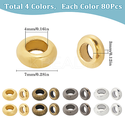 320Pcs 4 Colors Tibetan Style Alloy Spacer Beads TIBEB-SP0001-16-1