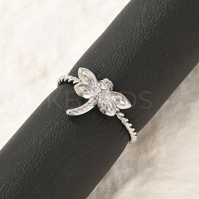 304 Stainless Steel Crystal Rhinestone Cuff Rings for Women LS-RJEW-G338-02P-1
