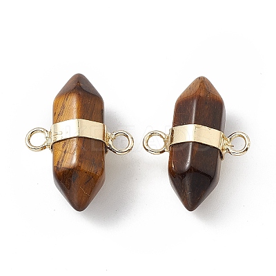 Natural  Mixed Gemstone Double Terminal Pointed Connector Charms G-P491-11G-1