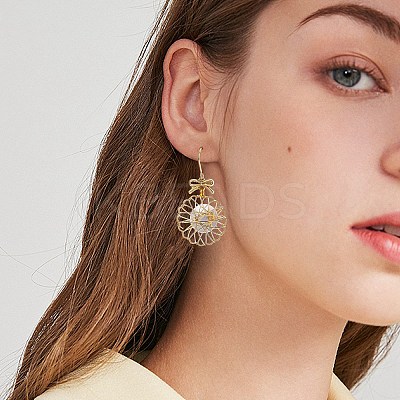 Eco-Friendly Flower Iron Pendants Dangle Earrings EJEW-PH01401-05-1