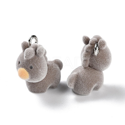 Animal Shape Flocky Resin Pendants RESI-Q229-01C-1