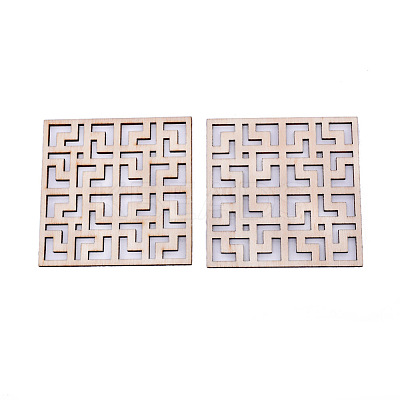 Undyed Natural Wood Filigree Joiner Links WOOD-WH0103-71-1