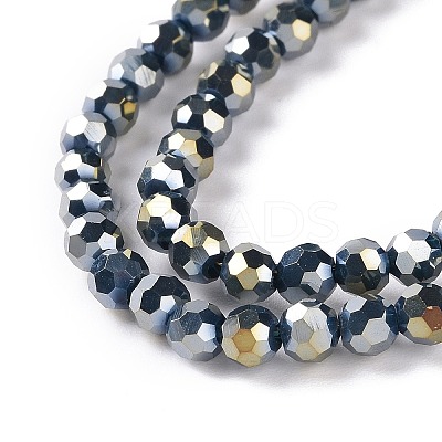 Faceted(32 Facets) Round Full Rainbow Plated Electroplate Glass Beads Strands EGLA-J130-FR15-1