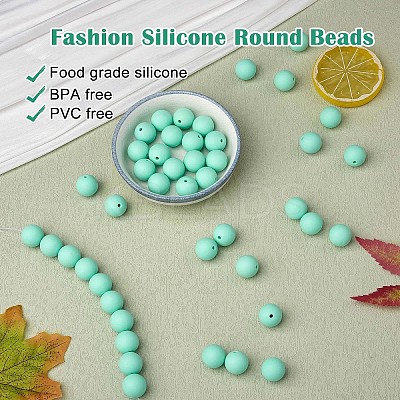 100Pcs Silicone Beads Round Rubber Bead 15MM Loose Spacer Beads for DIY Supplies Jewelry Keychain Making JX456A-1