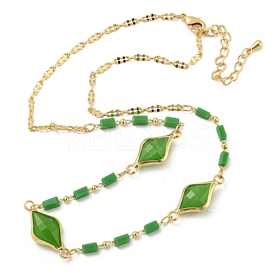 Faceted Rhombus & Rectangle Glass Beads Bib Necklaces NJEW-R263-21G-1