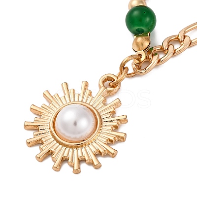 Sun Alloy Plastic Pearl Pendant Necklaces for Women NJEW-U013-11G-1