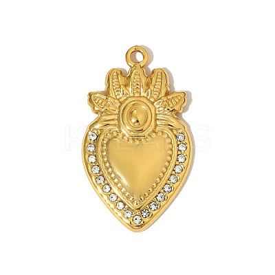 304 Stainless Steel with Rhinestone Pendants STAS-OY005-04G-1