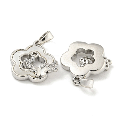 Brass with Clear Cubic Zirconia with Sea Shell Pendants KK-Q820-12P-1