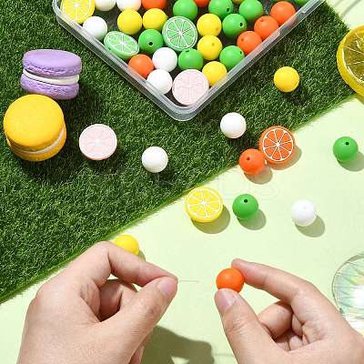 58Pcs 8 Styles Lemon Food Grade Eco-Friendly Silicone Focal Beads SIL-CJ0001-99-1