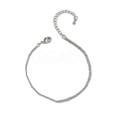 Brass Rope Chain Bracelets for Women BJEW-G735-08P-1