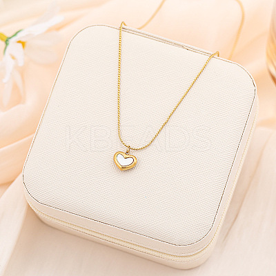 Heart Stainless Steel & Natural Shell Pendant Necklaces & Stud Earrings & Charm Bracelets Sets for Women WG52748-01-1