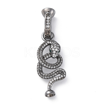 Brass Micro Pave Cubic Zirconia Fold Over Clasps KK-D360-13B-1