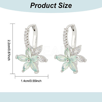 2 Pairs 2 Colors Cubic Zirconia Flower Hoop Earrings EJEW-FI0001-23-1