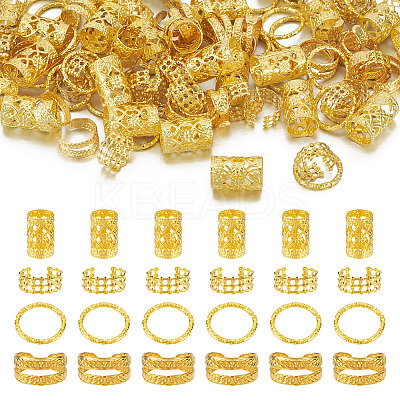 120Pcs 4 Styles Iron Dreadlocks Beads Hair Decoration FIND-TA0005-09G-1
