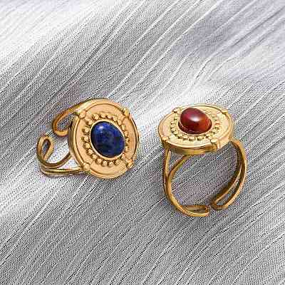 304 Stainless Steel Adjustable Open Cuff Rings RJEW-A071-15G-1