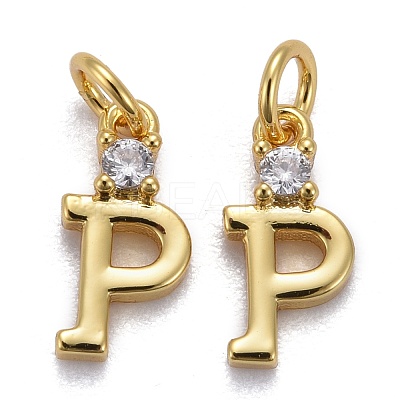 Brass Micro Pave Clear Cubic Zirconia Pendants ZIRC-Z011-35P-1