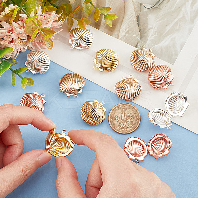 12Pcs 3 Colors Brass Locket Pendants KK-PH0005-28-1