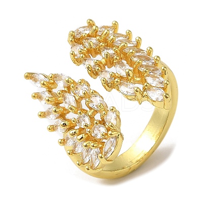Cubic Zirconia Double Wing Open Cuff Rings RJEW-Q168-03G-02-1